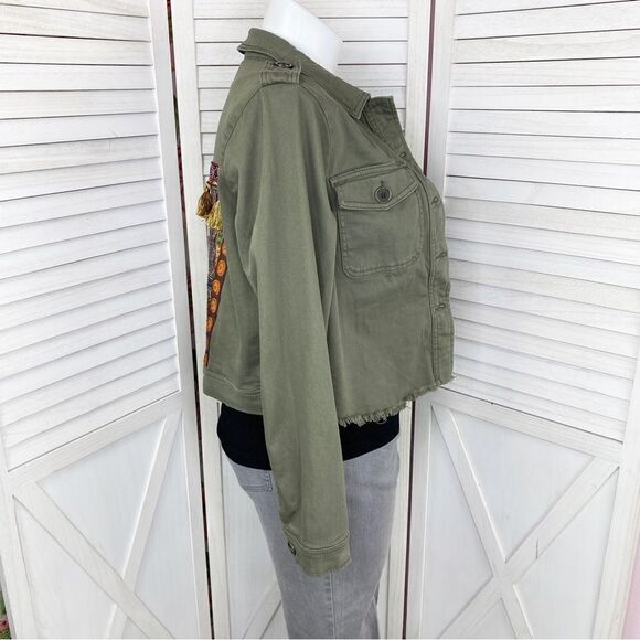 Wonderly Curvy Embroidered Back Twill Army Jacket Green 12W - Picture 3 of 16